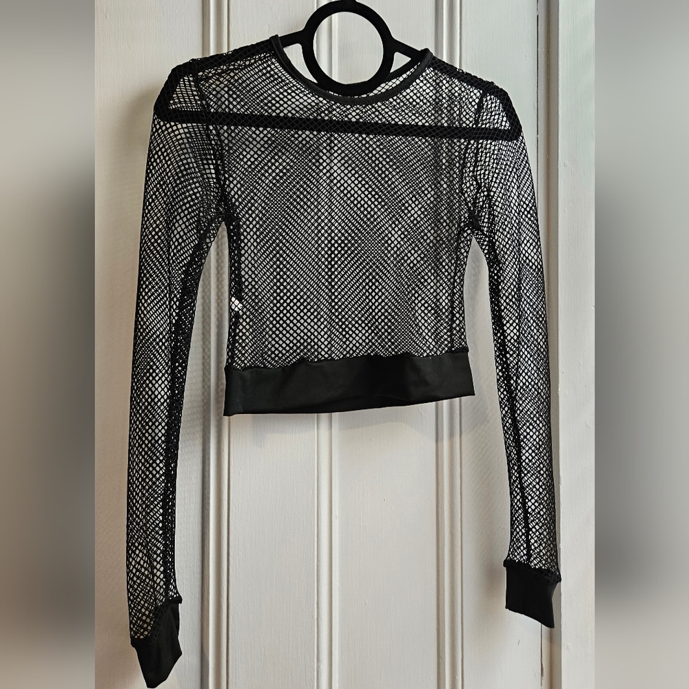 Size "L" Fits Like S/M Fishnet Mesh Crop Top